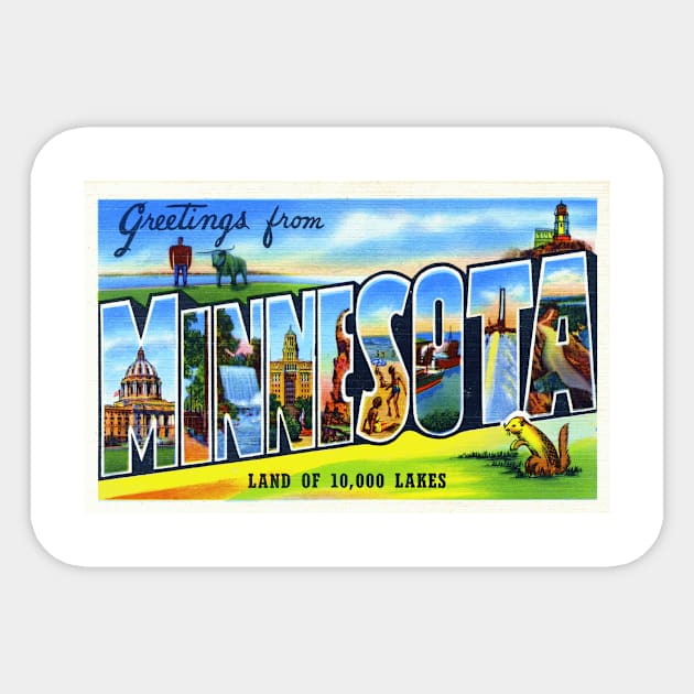 Greetings from Minnesota - Vintage Large Letter Postcard Sticker by Naves